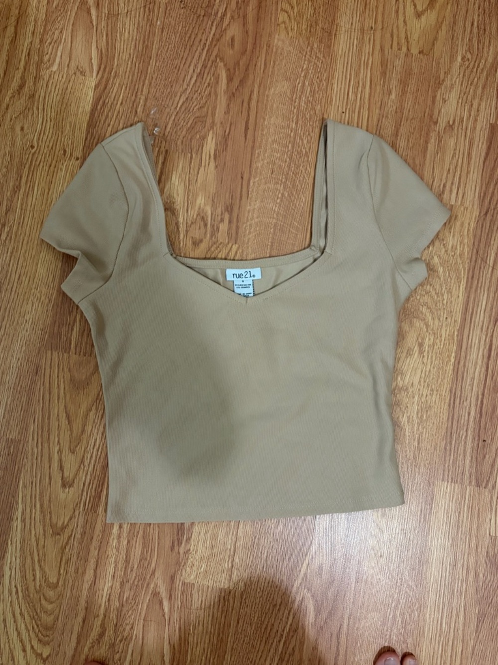 rue21 Tan Square Neck Ribbed Crop Top